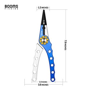 Booms Fishing X1 Aluminum Fishing Pliers Hook Remover Braid Line Cutting and Split Ring with Coiled Lanyard and Sheath