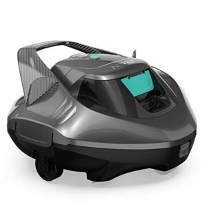 aiper cordless robotic pool cleaner, pool vacuum lasts 90 mins, led indicator, self-parking, ideal for above/in-ground flat pools up to 40 feet