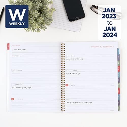 AT-A-GLANCE 2023 Weekly & Monthly Planner, 8-1/2" x 11", Large, Monthly Tabs, Pocket, Badge Geo (1641H-905)