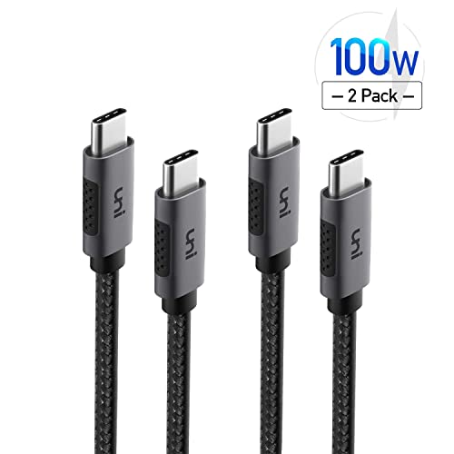 USB C to USB C Cable, uni 100W Type C to Type C Fast Charging Cable [20V/5A] Braided USB C Cable for MacBook pro, iPad pro, Dell 10ft/3 Meters 2 Pack