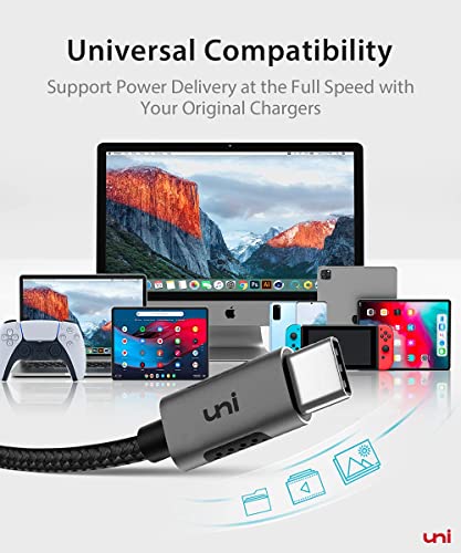 USB C to USB C Cable, uni 100W Type C to Type C Fast Charging Cable [20V/5A] Braided USB C Cable for MacBook pro, iPad pro, Dell 10ft/3 Meters 2 Pack