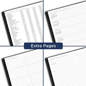 AT-A-GLANCE 2023 Monthly Planner, 9” x 11”, Large, Monthly Tabs, Pocket, Faux Leather, Contemporary, Black (70260X05)