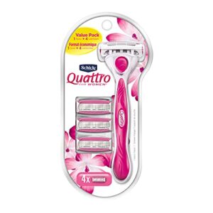 schick quattro for women value pack with 1 razor and 4 razor blade refills