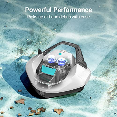 (2023 New) AIPER Seagull SE Cordless Robotic Pool Cleaner, Pool Vacuum Lasts 90 Mins, LED Indicator, Self-Parking, Ideal for Above/In-Ground Flat Pools up to 40 Feet - White