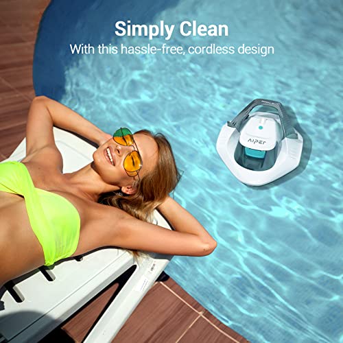 (2023 New) AIPER Seagull SE Cordless Robotic Pool Cleaner, Pool Vacuum Lasts 90 Mins, LED Indicator, Self-Parking, Ideal for Above/In-Ground Flat Pools up to 40 Feet - White