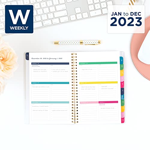AT-A-GLANCE 2023 Weekly & Monthly Planner, Simplified by Emily Ley, 5-1/2" x 8-1/2", Small, Customizable, Monthly Tabs, Pocket, Carolina Dogwood (EL91-201)