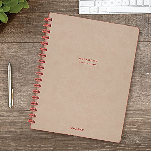 AT-A-GLANCE Notebook, Twinwire, Ruled, 80 Sheets, 9-1/2 x 7-1/4", Collection, Tan/Red (YP14007)