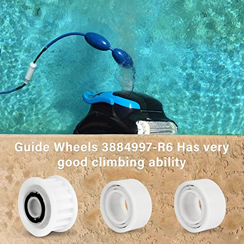 Guide Wheels 4 Pack with 2 Pack Pulley Gears Replacement Parts 3884997-R6 Compatible with Maytronics Dolphin,Nautilus CC Plus Fits M200/M400/M500 &Dx3/Dx4/Dx6 Premier Pool Cleaner Accessories