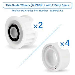 Guide Wheels 4 Pack with 2 Pack Pulley Gears Replacement Parts 3884997-R6 Compatible with Maytronics Dolphin,Nautilus CC Plus Fits M200/M400/M500 &Dx3/Dx4/Dx6 Premier Pool Cleaner Accessories