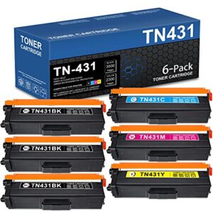 beryink tn-431bk tn-431c tn-431m tn-431y compatible tn431 toner cartridge set replacement for brother mfc-l8900cdw hl-l8360cdw hl-l9310cdw mfc-l8610cdw mfc-l9570cdwt printer [6-pack, 3bk+1c+1m+y]