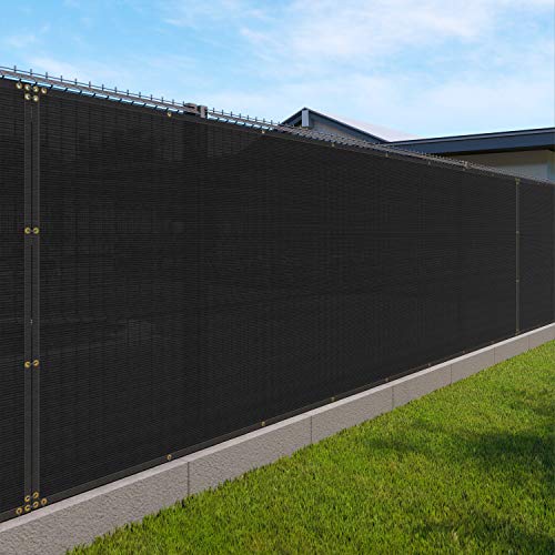 Windscreen4less Heavy Duty Fence Privacy Screen Black 5' x 54' with Reinforced Bindings and Brass Grommets Garden Windscreen Mesh Net for Outdoor Yard-Cable Zip Ties Included