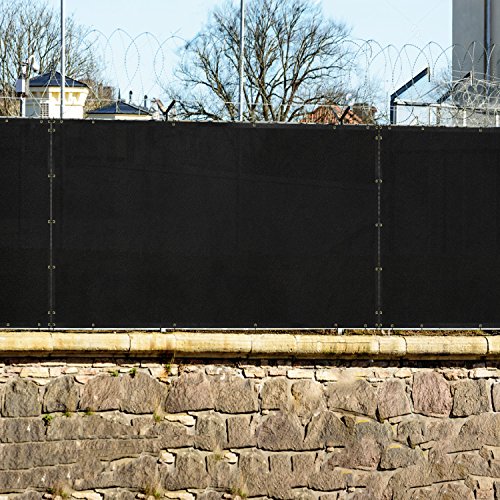 Windscreen4less Heavy Duty Fence Privacy Screen Black 5' x 54' with Reinforced Bindings and Brass Grommets Garden Windscreen Mesh Net for Outdoor Yard-Cable Zip Ties Included