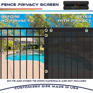 Windscreen4less Heavy Duty Fence Privacy Screen Black 5' x 54' with Reinforced Bindings and Brass Grommets Garden Windscreen Mesh Net for Outdoor Yard-Cable Zip Ties Included