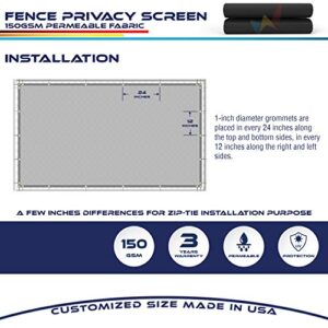 Windscreen4less Heavy Duty Fence Privacy Screen Black 5' x 54' with Reinforced Bindings and Brass Grommets Garden Windscreen Mesh Net for Outdoor Yard-Cable Zip Ties Included