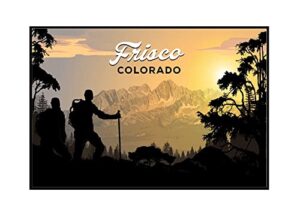 frisco, colorado, hiker and mountain scene (24×16 stretched canvas artwork in wooden frame)