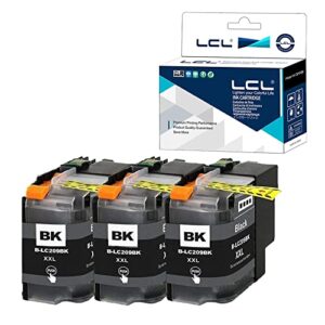 lcl compatible ink cartridge replacement for brother lc209 lc205 lc209bk xxl super high yield mfc-j5720dw j5520dw j5620dw (3-pack black)