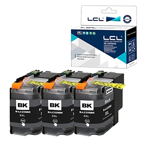 LCL Compatible Ink Cartridge Replacement for Brother LC209 LC205 LC209BK XXL Super High Yield MFC-J5720DW J5520DW J5620DW (3-Pack Black)