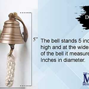 The Metal Magician 2" Antique Brass Bell Quality Marine Wall Mounted Ship Hanging Bell Perfect for Dinner, Indoor, Outdoor, School, Bar, Reception, Last Order & Church