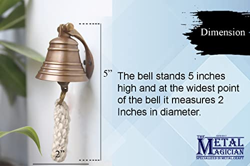 The Metal Magician 2" Antique Brass Bell Quality Marine Wall Mounted Ship Hanging Bell Perfect for Dinner, Indoor, Outdoor, School, Bar, Reception, Last Order & Church