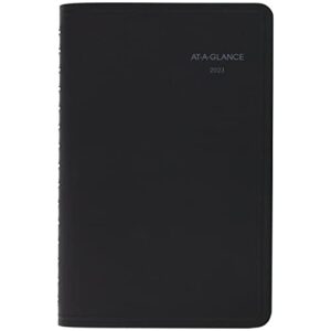 at-a-glance 2023 weekly & monthly planner, quicknotes, hourly appointment book, 5″ x 8″, small, monthly tabs, pocket, black (760205)