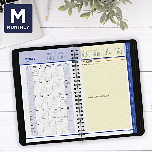 AT-A-GLANCE 2023 Weekly & Monthly Planner, QuickNotes, Hourly Appointment Book, 5" x 8", Small, Monthly Tabs, Pocket, Black (760205)