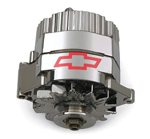 Proform 141-660 120 Amp 10si Chrome Finish 1-Wire Alternator with Internal Regulator and Red Bowtie Logo for GM