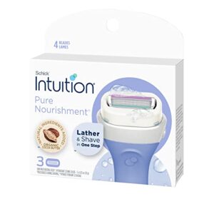 Schick Intuition Pure Nourishment Womens Razor Refills with Coconut Milk and Almond Oil, 3 Count (Pack of 1)