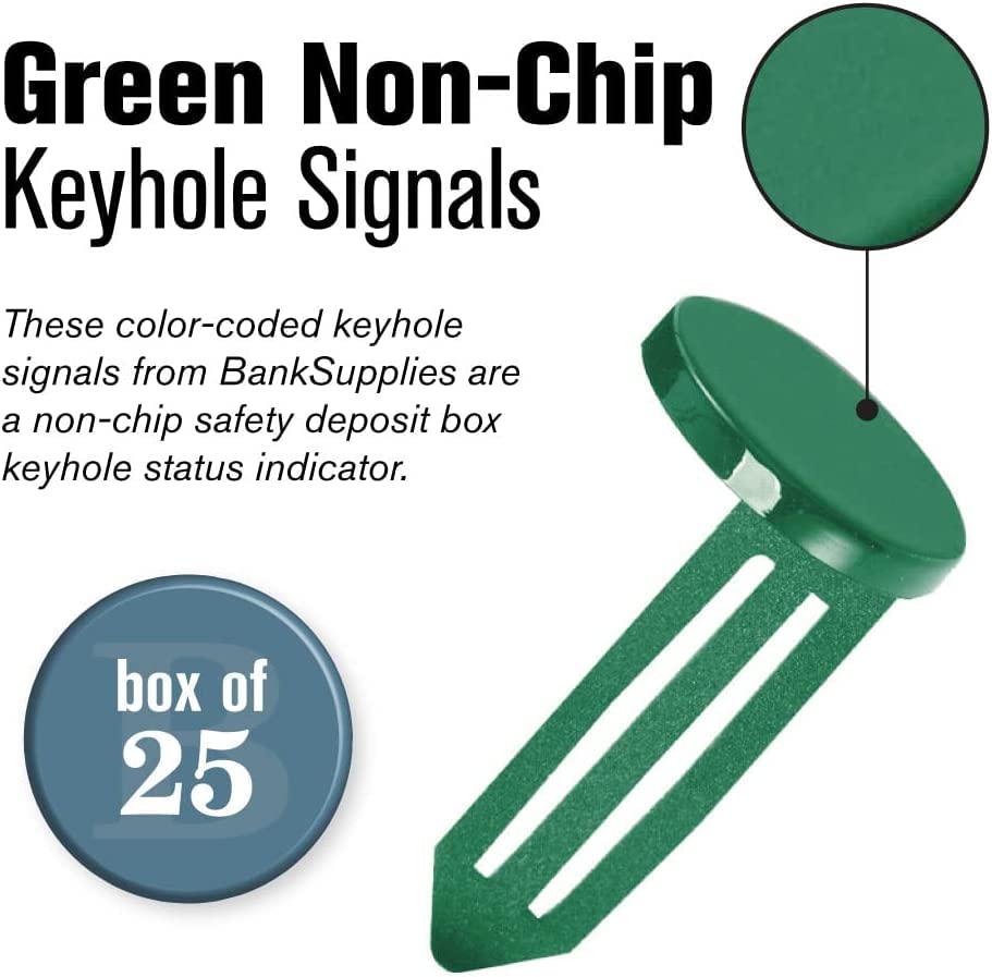 BankSupplies Keyhole Signals | Green - Special Uses Signal | Box of 25 | Non-Chip | Reusable & Long-Lasting | at-a-Glance Organization | Color Coded Plugs