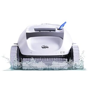 dolphin e10 robotic pool [vacuum] cleaner – ideal for above ground swimming pools up to 30 feet – powerful suction to pick up small debris – easy to clean top load filter basket
