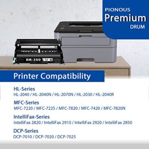 PIONOUS DR350 DR-350 Compatible Drum Unit Black 1-Pack Replacement for Brother DR 350 MFC-7820n Intellifax 2820 Intellifax 2920 HL-2070N HL-2040 DCP-7020 Printer (Drum Only)