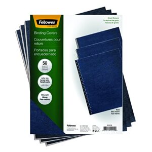 fellowes letter size binding covers expressions grain, 50-pack, navy (52124)
