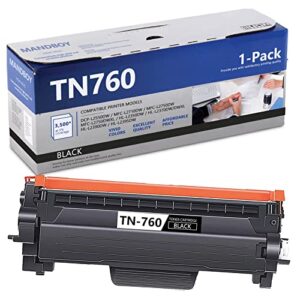 mandboy compatible tn760 black toner cartridge replacement for brother mfc-l2710dw hl-2350dw l2350dw dcp l2550dw printer, 1/pack tn 760