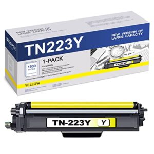 bigspce compatible tn223y tn-223y standard yield toner cartridge replacement for brother mfc-l3770cdw l3710cw hl-3210cw 3230cdw 3230cdn dcp-l3510cdw printer (1 pack, yellow)