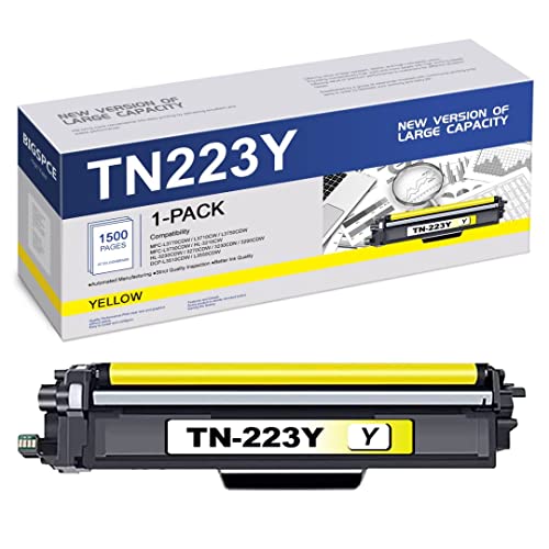 BIGSPCE Compatible TN223Y TN-223Y Standard Yield Toner Cartridge Replacement for Brother MFC-L3770CDW L3710CW HL-3210CW 3230CDW 3230CDN DCP-L3510CDW Printer (1 Pack, Yellow)