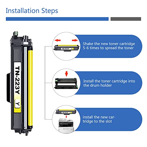 BIGSPCE Compatible TN223Y TN-223Y Standard Yield Toner Cartridge Replacement for Brother MFC-L3770CDW L3710CW HL-3210CW 3230CDW 3230CDN DCP-L3510CDW Printer (1 Pack, Yellow)