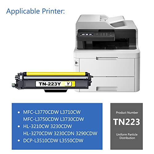 BIGSPCE Compatible TN223Y TN-223Y Standard Yield Toner Cartridge Replacement for Brother MFC-L3770CDW L3710CW HL-3210CW 3230CDW 3230CDN DCP-L3510CDW Printer (1 Pack, Yellow)