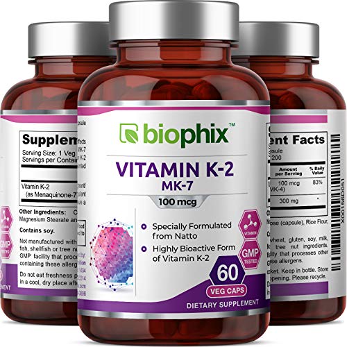 biophix Vitamin K2 MK-7 - 100 mcg 60 Vcaps - (Clearance Item Expiring 06-2023) Supports Strong Bones Immune Health and D-3