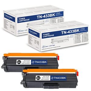 tn-433bk tn433bk compatible 𝐇𝐢𝐠𝐡 𝐘𝐢𝐞𝐥𝐝 toner cartridge nuca replacement for brother tn-433bk hl-l8360cdwt hl-l9310cdw hl-l8260cdw hl-l8360cdw printer ink cartridge (2 pack, black)