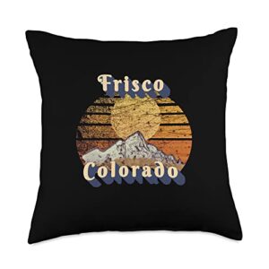 frisco colorado retro mountain sunset styled throw pillow, 18×18, multicolor