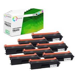 tct premium compatible toner cartridge replacement for brother tn-433 tn433bk tn433c tn433m tn433y high yield works with brother hl-l8260cdw l8360cdw mfc-l8610cdw printers (b, c, m, y) – 8 pack
