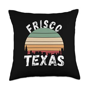 Retro Frisco TX Texas City Apparel Souvenir Throw Pillow, 18x18, Multicolor