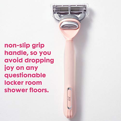 joy Razors for Women, 1 Handle, 8 Razor Blade Refills, Pink, Lubrastrip to Help Avoid Skin Irritation