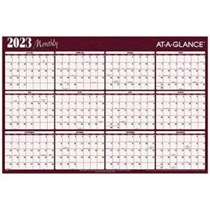 at-a-glance 2023 erasable calendar, dry erase wall planner, 48″ x 32″, jumbo, horizontal, reversible, red (a152)