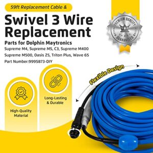 9995873 DIY Cable & Swivel 3 Wire Replacement Parts for Dolphin Supreme M4, Supreme M5, C3, Supreme M400, Supreme M500, Oasis Z5, Triton Plus, Wave 65 Robotic Pool Cleaners