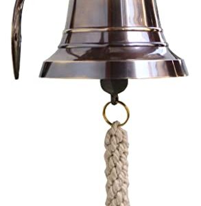 5" Solid Brass Bell Quality Marine Wall Mounted Ship Bronze Finished Hanging Bell Perfect for Dinner, Indoor, Outdoor, School, Bar, Reception, Last Order & Church by The Metal Magician