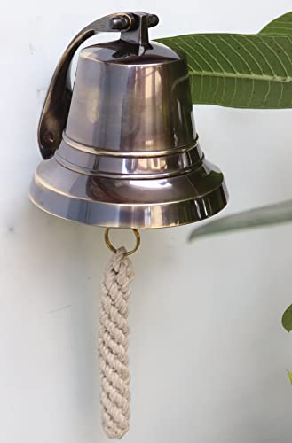 5" Solid Brass Bell Quality Marine Wall Mounted Ship Bronze Finished Hanging Bell Perfect for Dinner, Indoor, Outdoor, School, Bar, Reception, Last Order & Church by The Metal Magician