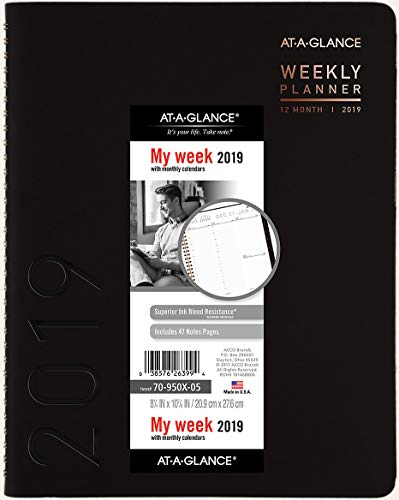 AT-A-GLANCE Weekly / Monthly Appointment Book / Planner 2019, 8.25 x 10.88 Inches, Contemporary, Graphite (70-950X-45)