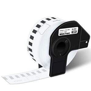 kcmytoner compatible for brother dk-2210 dk2210 continuous length labels white paper tape 1.1″ x 100′ (29mm x 30.4m) replacement for brother ql label printers -200 rolls with cartridge frames