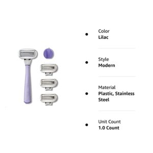 FLAMINGO 5-Blade Razors for Women - 1 Razor Handle + 4 5-Blade Refills + 1 Shower Holder - Lilac