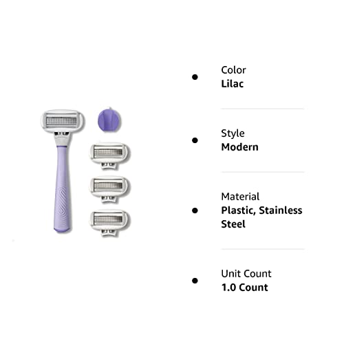 FLAMINGO 5-Blade Razors for Women - 1 Razor Handle + 4 5-Blade Refills + 1 Shower Holder - Lilac